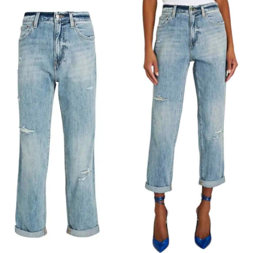 pistola Light Blue Distressed Straight-Leg Jeans - Picture 1 of 12